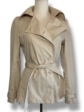 Urban Behavior Half Trench Coat Beige Neutral Tan Belted Size Small